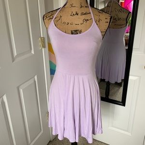 Soft Tie-Up Lilac Skater Dress